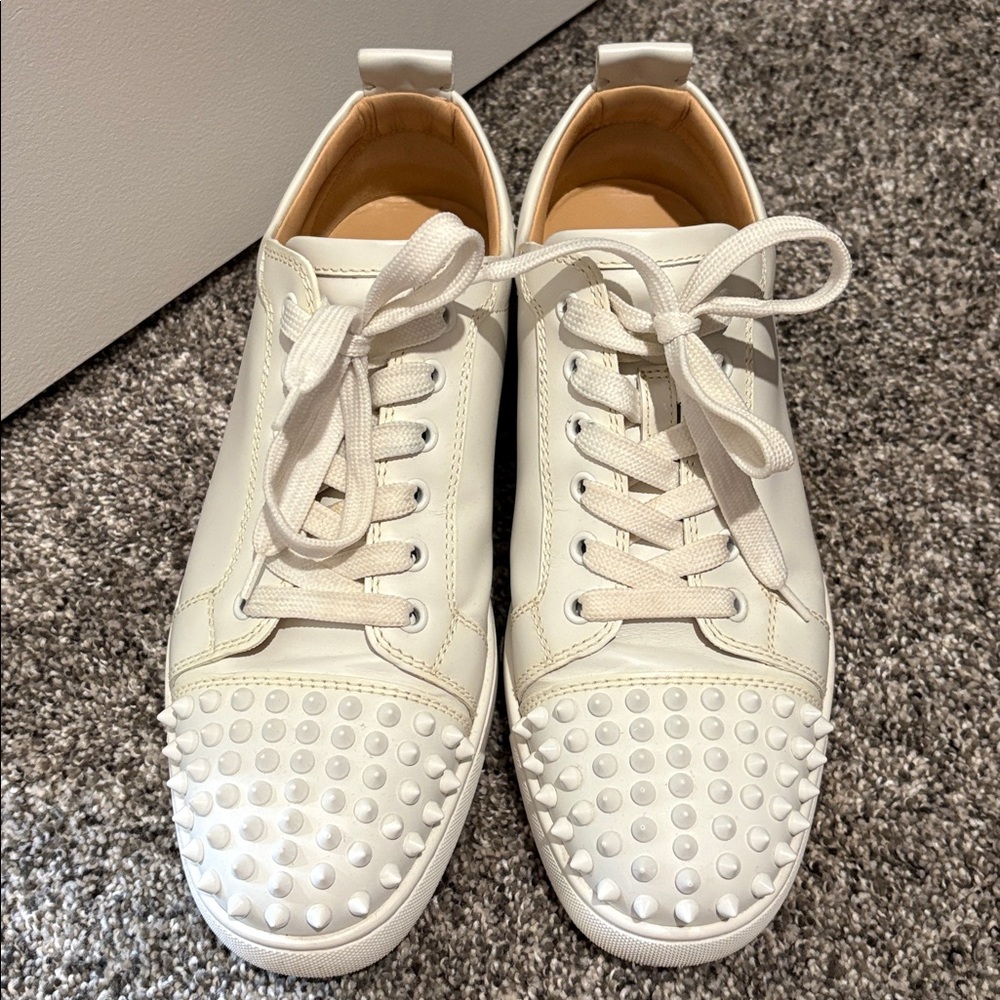 Christian Louboutin White Spiked Sneakers